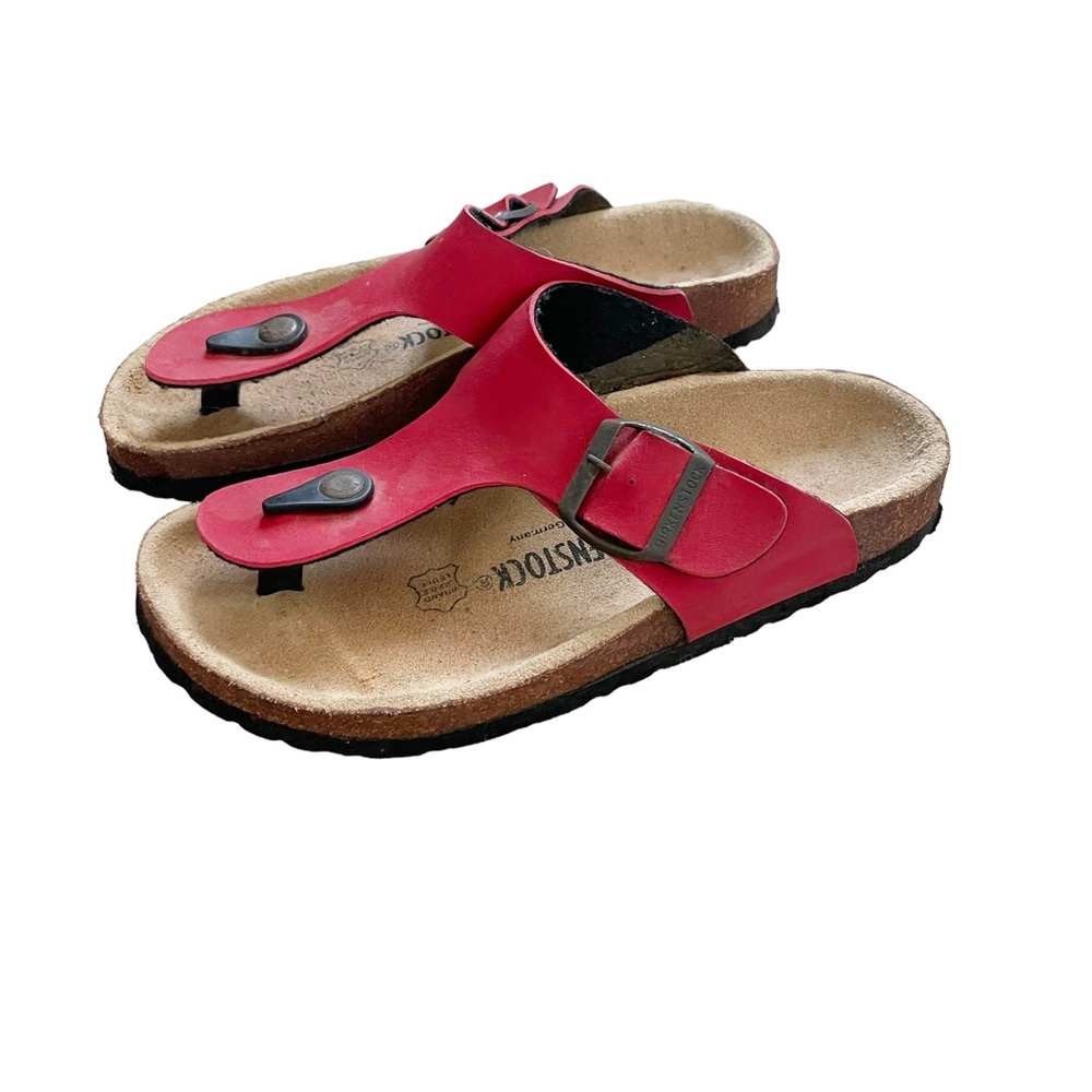 Birkenstock Gizeh Birko-Flor Cherry Red Thong T Strap Sandals